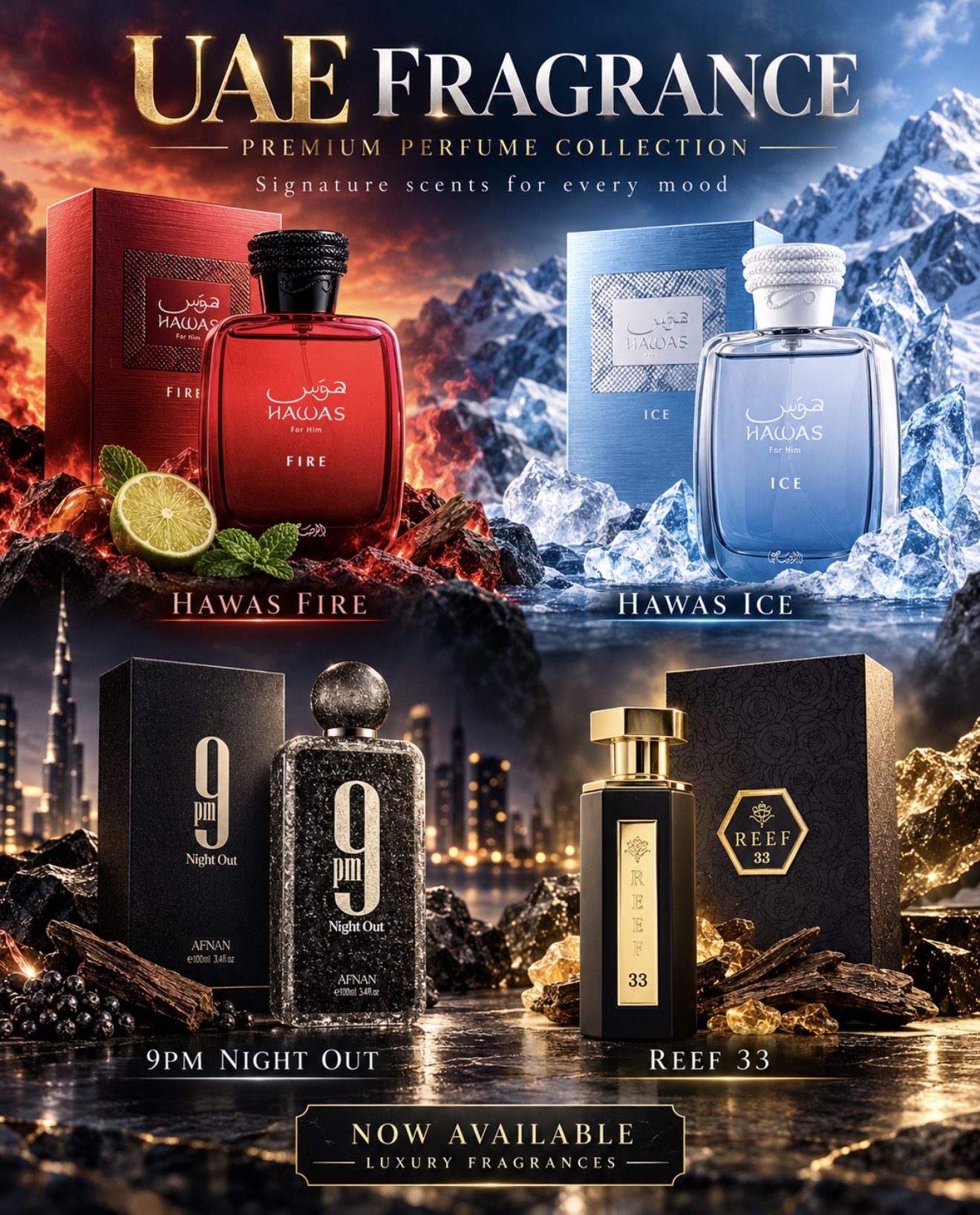 Fire, Ice & Luxury promotional design